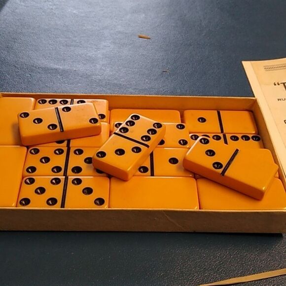 Vintage Marblelike Dominoes "Texas 42" Cardinal Industries Cottagecore Country - Picture 6 of 8